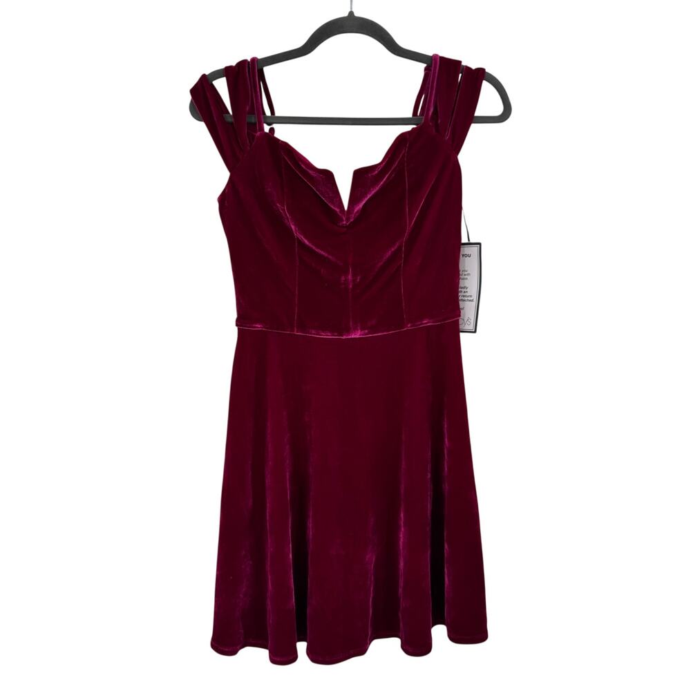BCX Junior Velvet PinkCocktail Party Mini Dress Cold Shoulder Small NWT